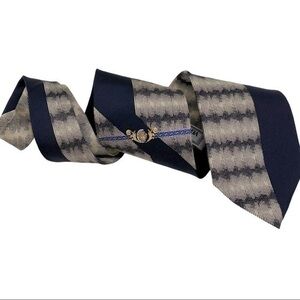 Gianni Versace Tie Color Navy Blue/Tan/Yellow